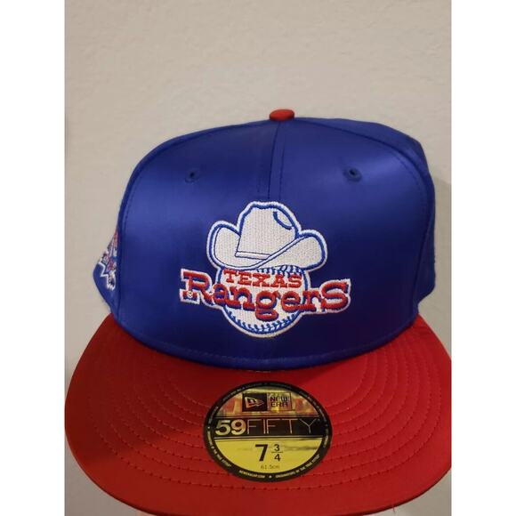 Texas Rangers Hat Cap Arlington Stadium Patch Satin Blue 7 3/4 Fitted New Era